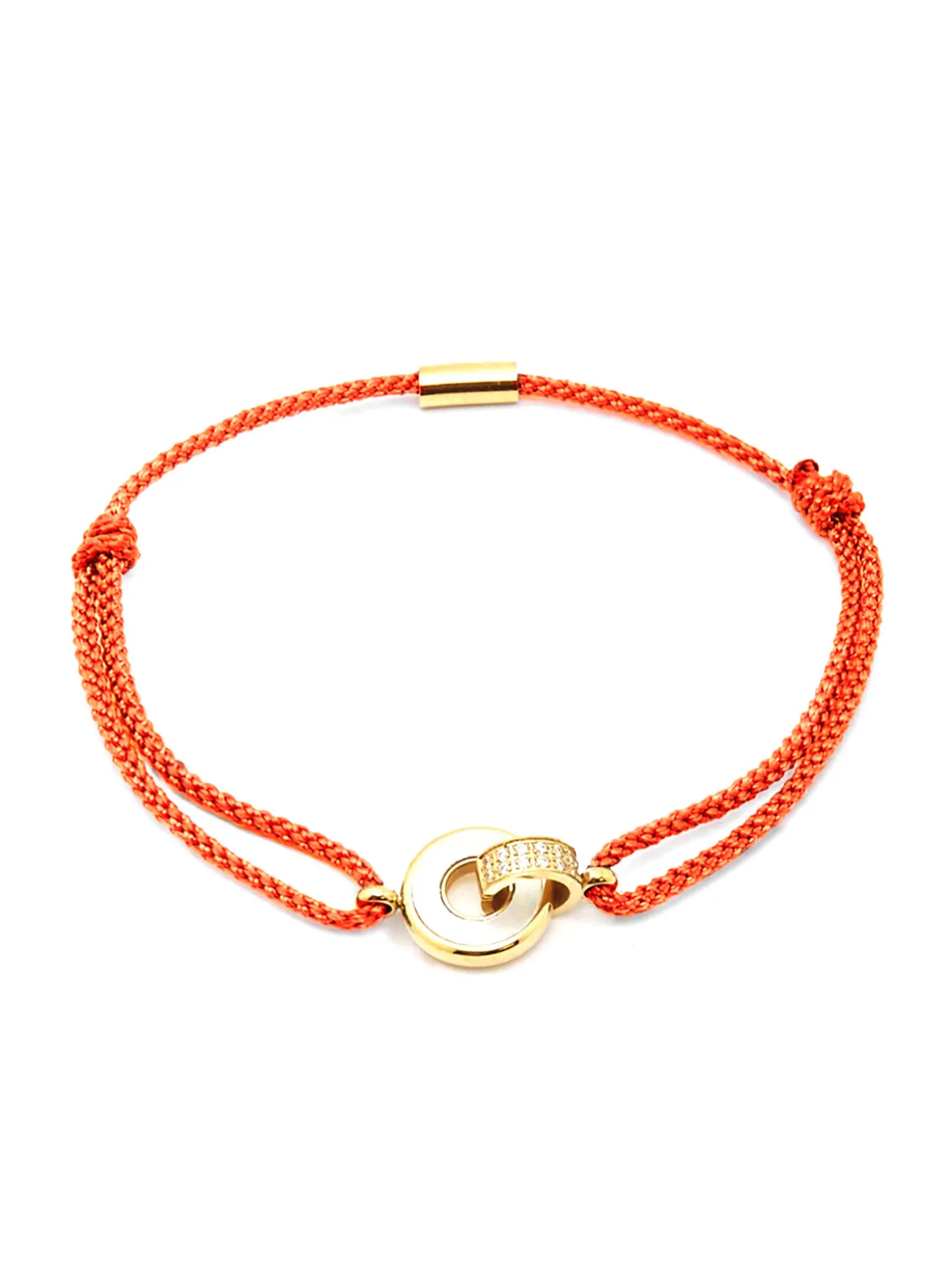 Bracelet Zag Bijoux Katia cordon orange deux anneaux_x005f_x000D_nacre et oxyde de zirconium
