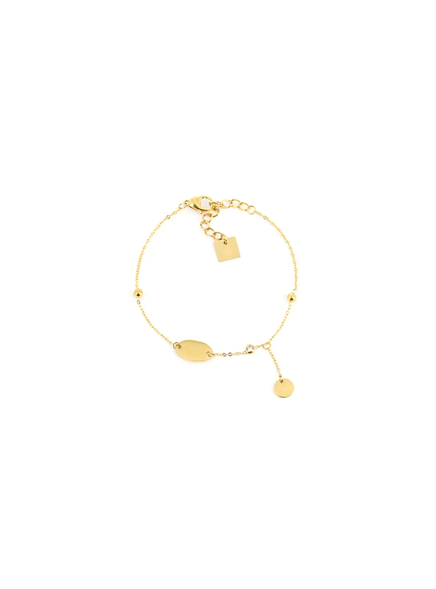 Bracelet Zag Bijoux Lorie ovale acier doré_x005f_x000D_pampille suspendue chaîne