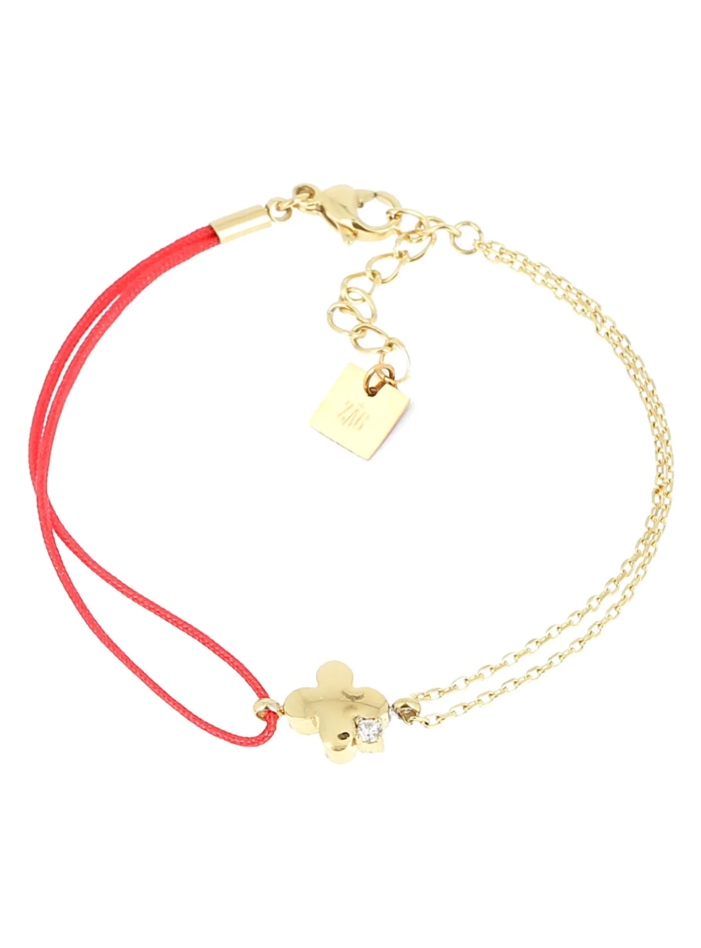 Bracelet Zag Bijoux Lyric acier doré cordon rouge