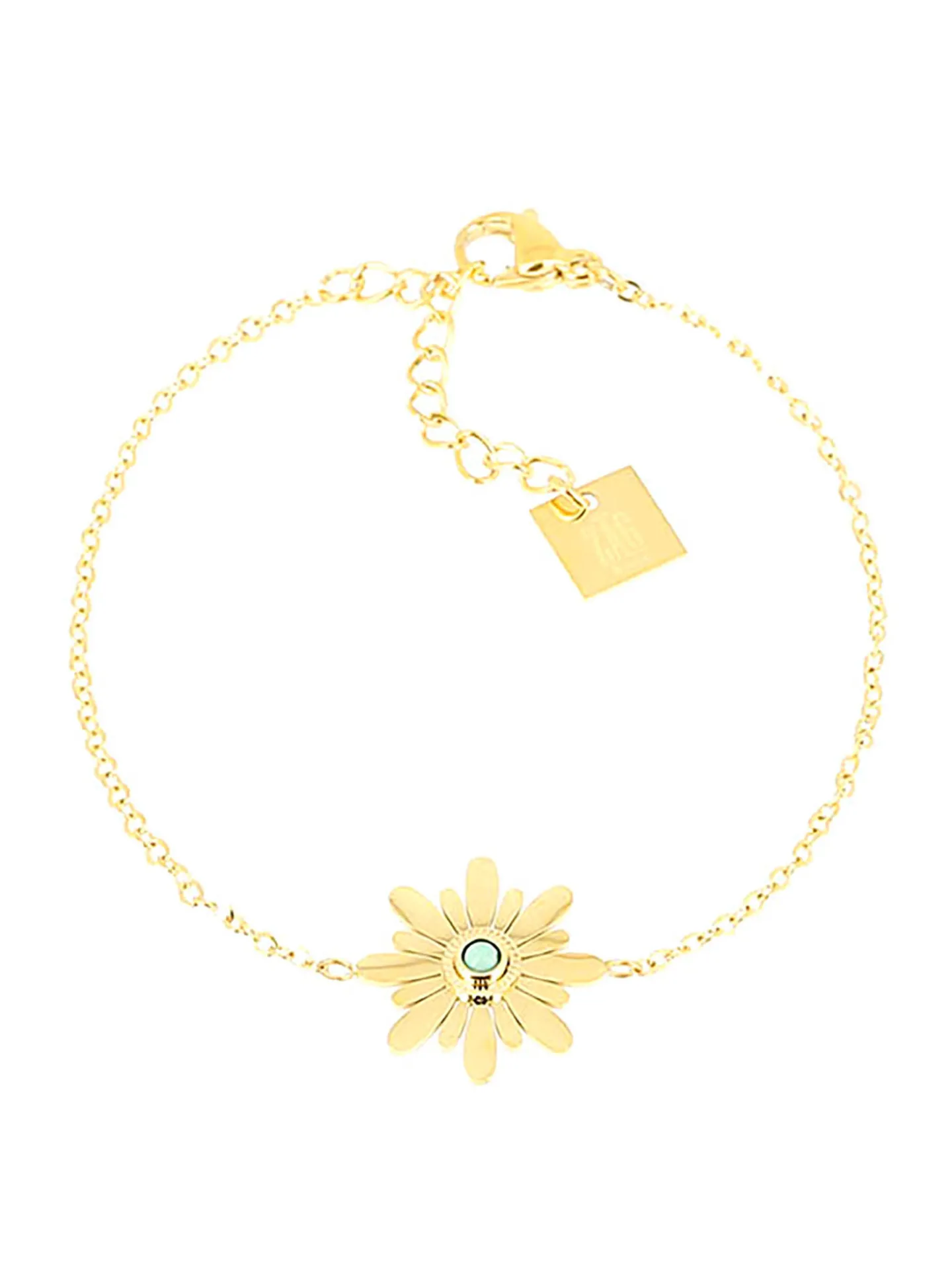 Bracelet Zag Bijoux Maguerita medaillon fleur_x005f_x000D_coeur turquoise