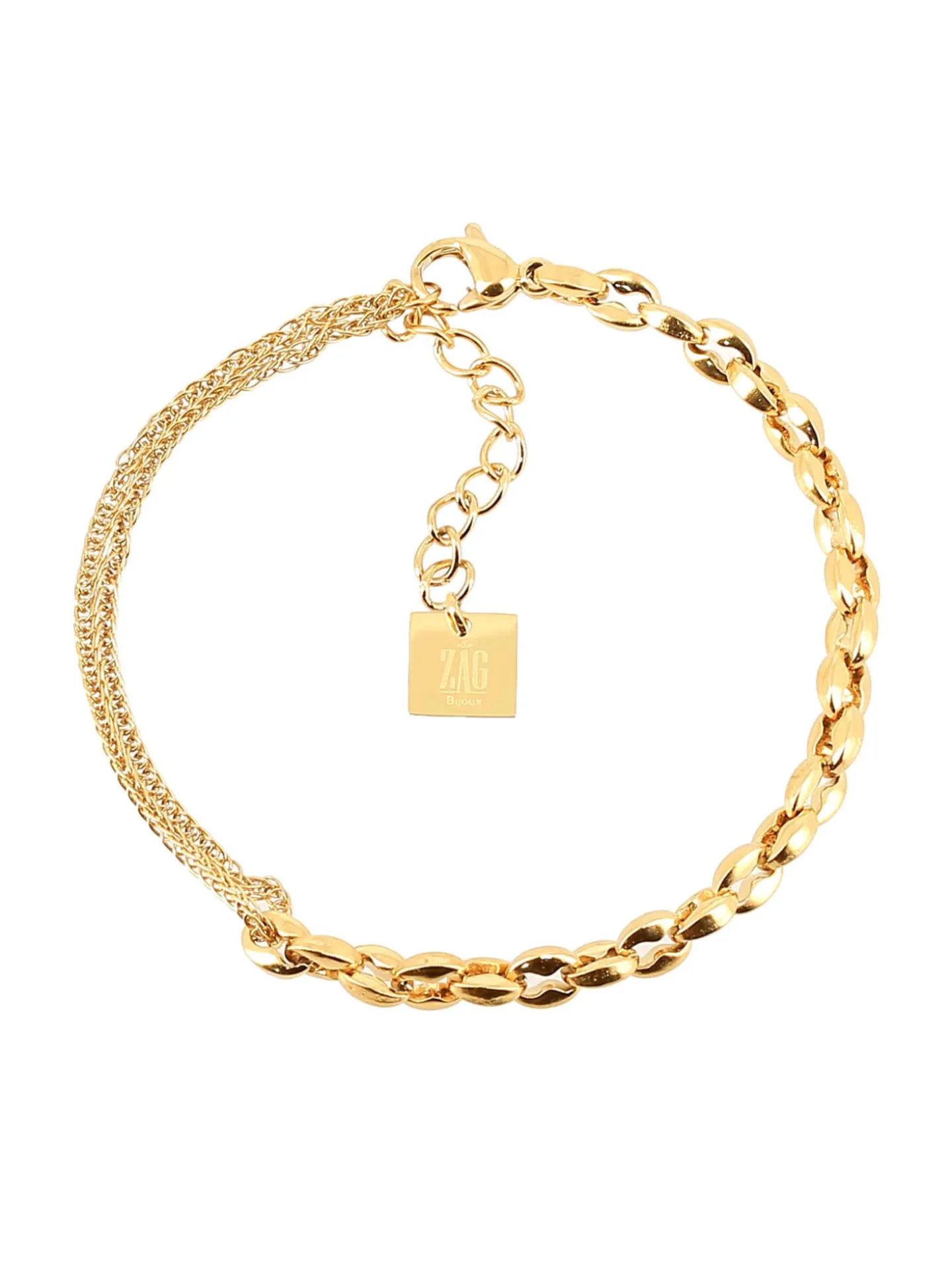Bracelet Zag Bijoux maillon acier doré