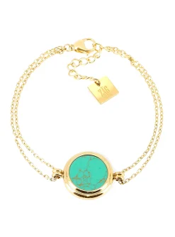 Bracelet Zag Bijoux Mathéa acier doré turquoise