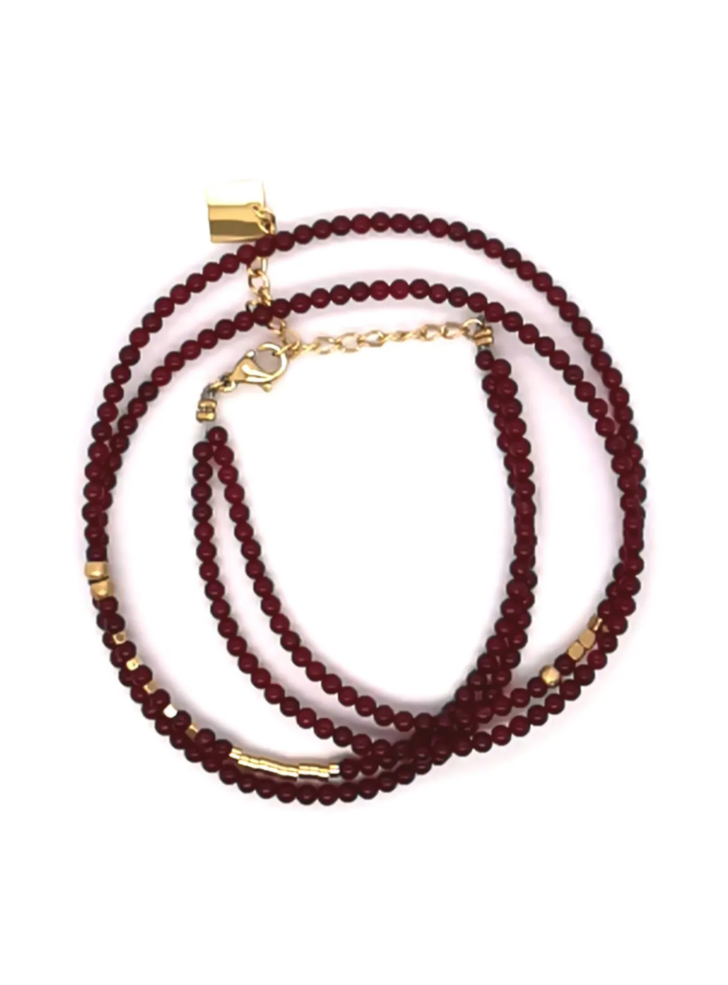 Bracelet Zag Bijoux multi-rang acier doré grenat