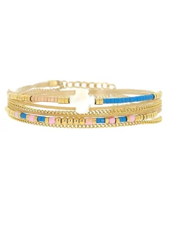 Bracelet Zag Bijoux multi-rang bleu