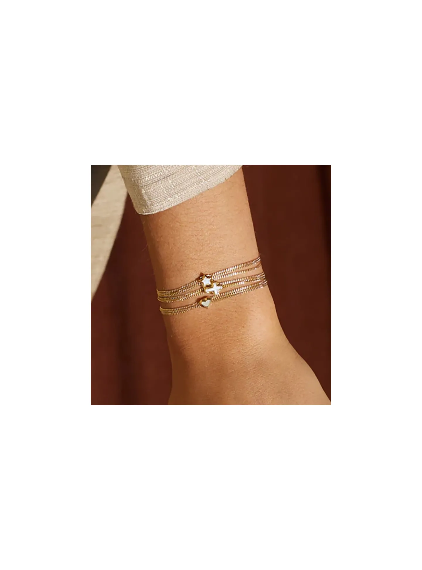Bracelet Zag Bijoux Olyde acier doré croix nacre