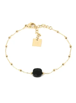 Bracelet Zag Bijoux Pablo acier doré onyx