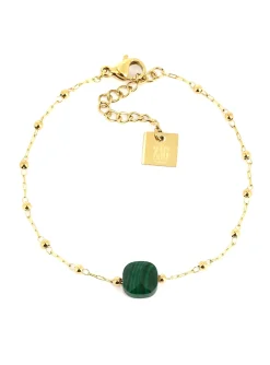 Bracelet Zag Bijoux Pablo acier doré malachite