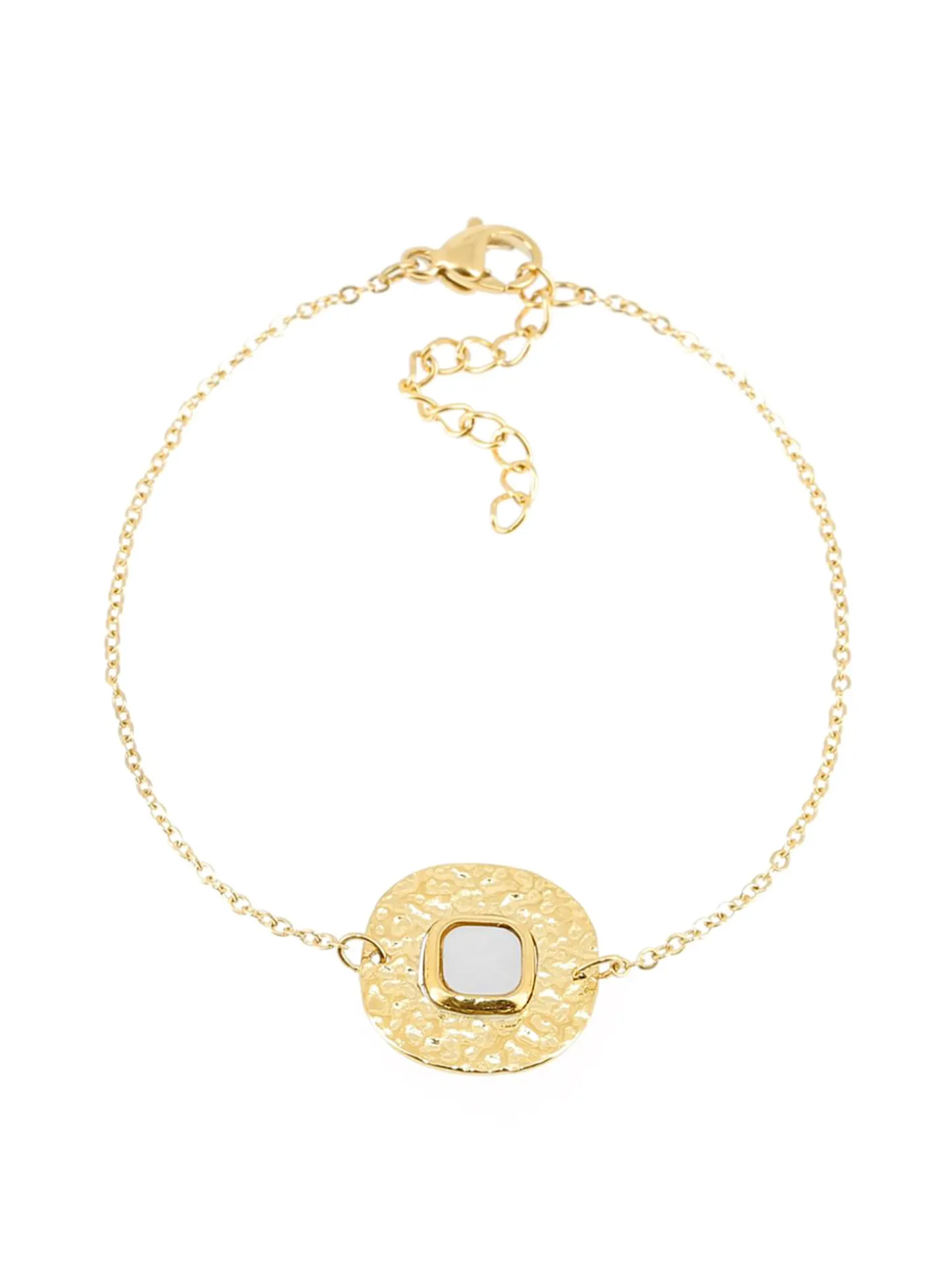 Bracelet Zag Bijoux Pinto acier doré nacre blanche