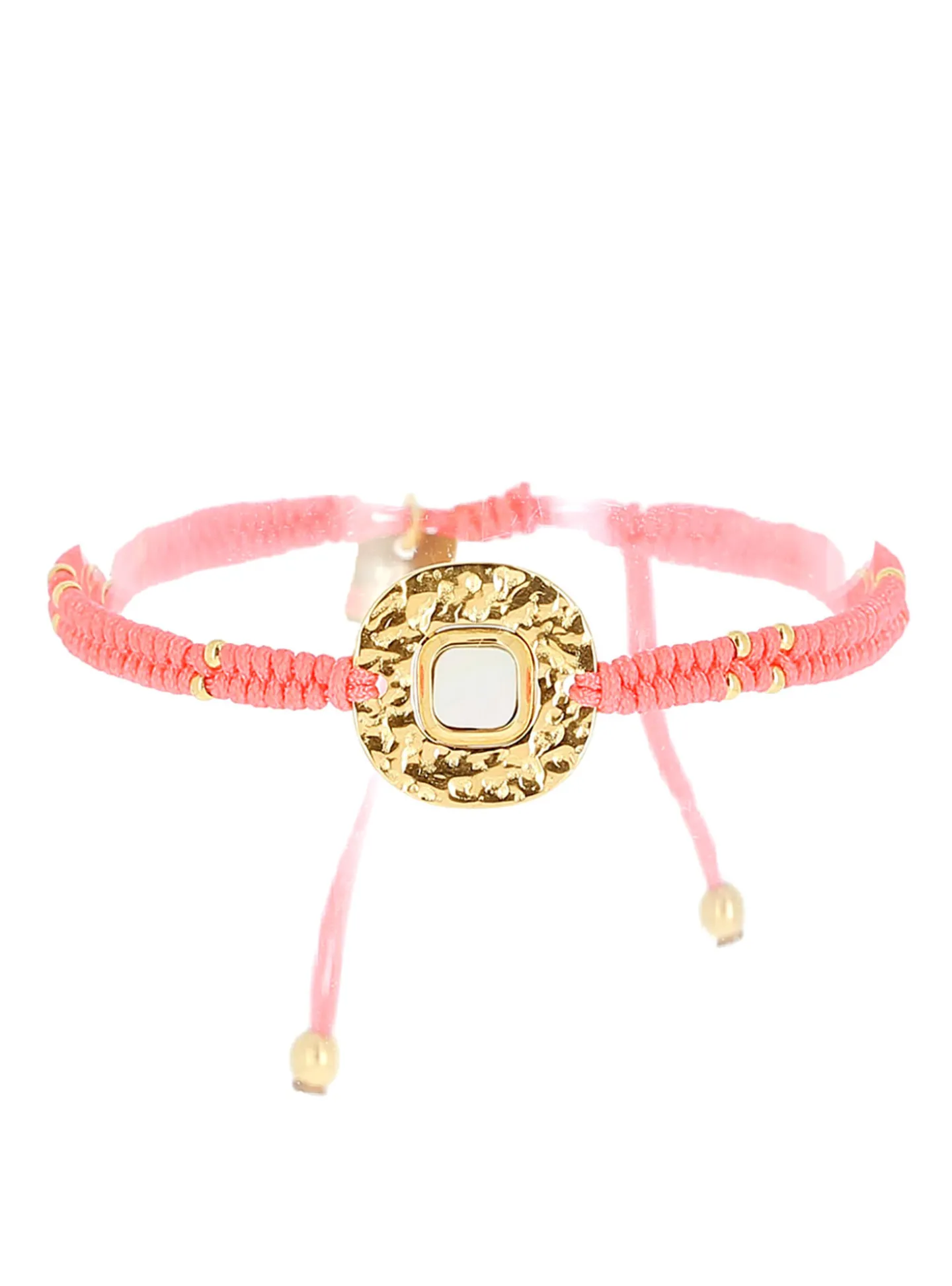 Bracelet Zag Bijoux Pinto cordon corail_x005f_x000D_médaillon nacré