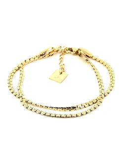 Bracelet Zag Bijoux Serpenti acier doré double rang