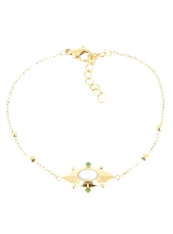 Bracelet Zag Bijoux Simple navette nacre et_x005f_x000D_oxydes de zirconium vert