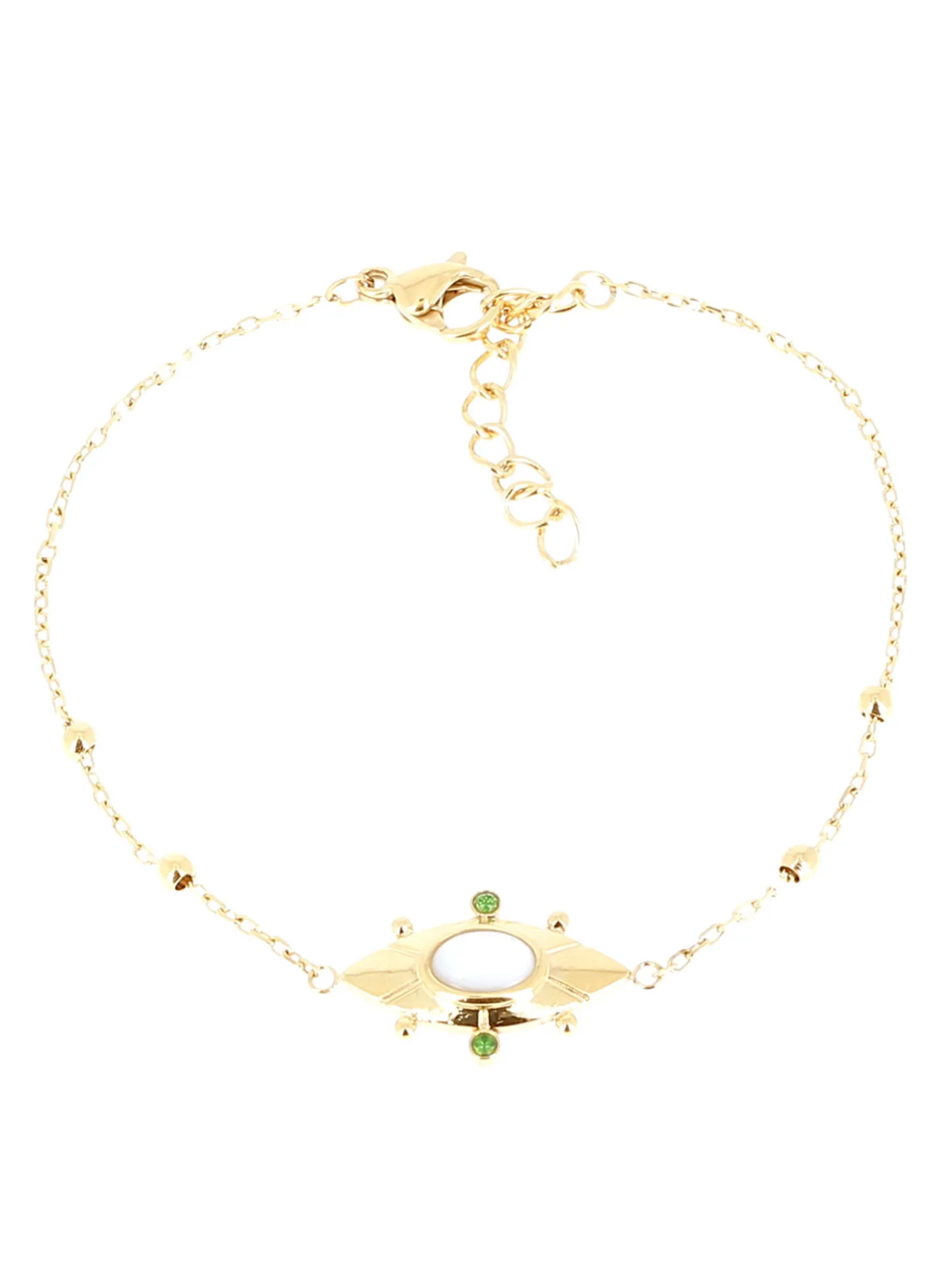 Bracelet Zag Bijoux Simple navette nacre et_x005f_x000D_oxydes de zirconium vert