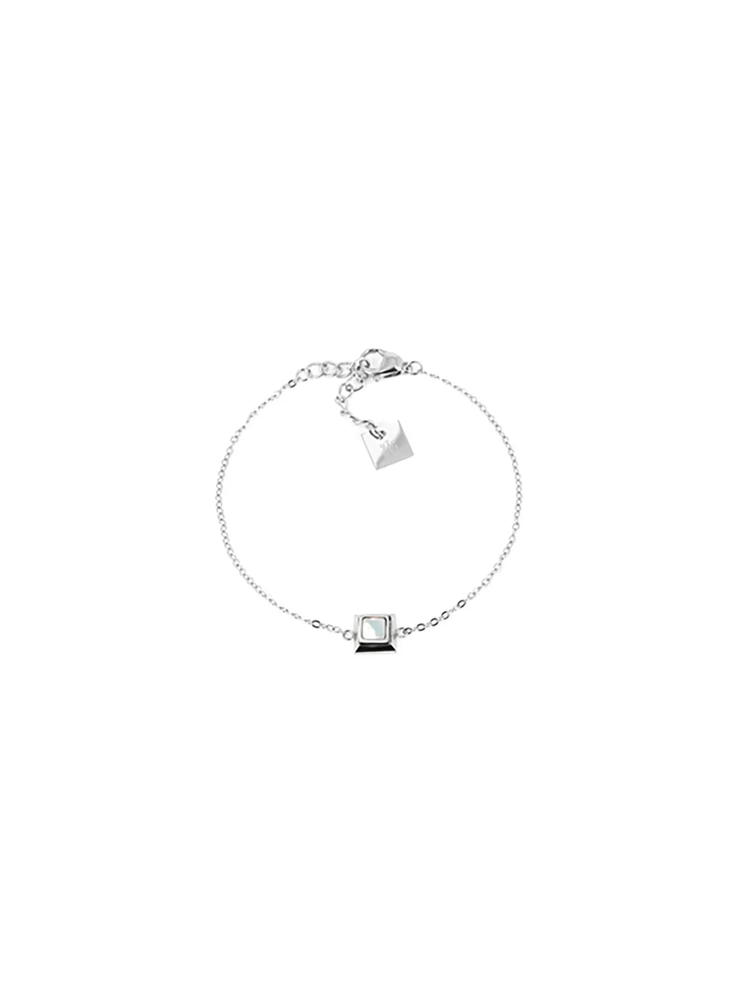 Bracelet Zag Bijoux Tania acier carré nacre blanche