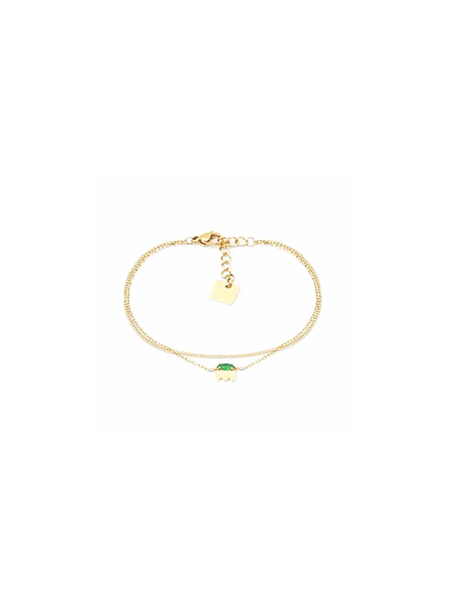 Bracelet Zag Bijoux Tonya acier doré oxyde vert