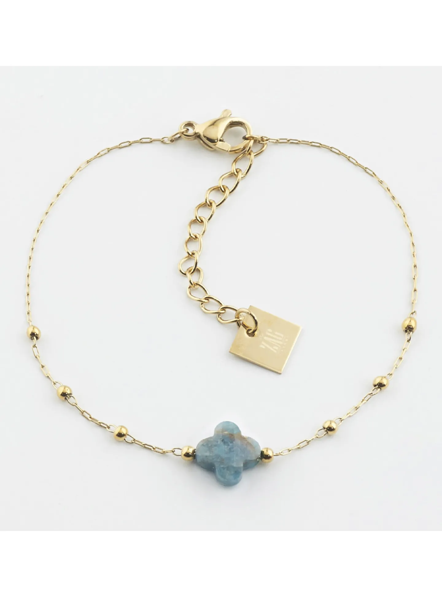 Bracelet Zag Bijoux Velasquez apatite bleue_x005f_x000D_acier doré