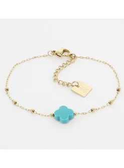 Bracelet Zag Bijoux Velasquez acier doré turquoise