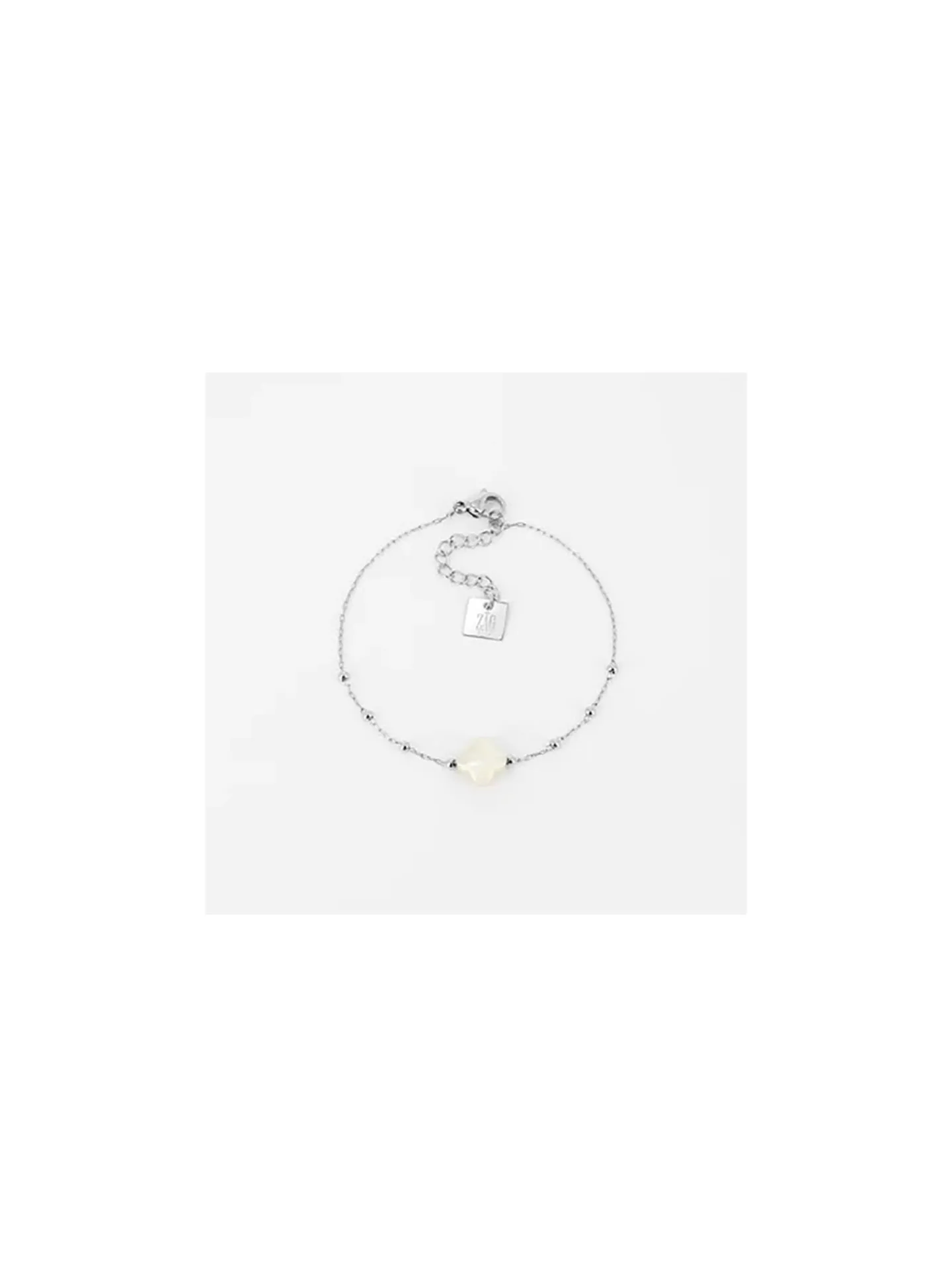 Bracelet Zag Bijoux Velasquez acier et nacre blanche