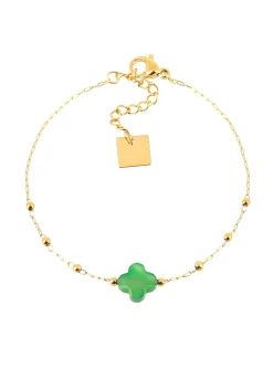 Bracelet Zag Bijoux Velasquez doré Agate verte