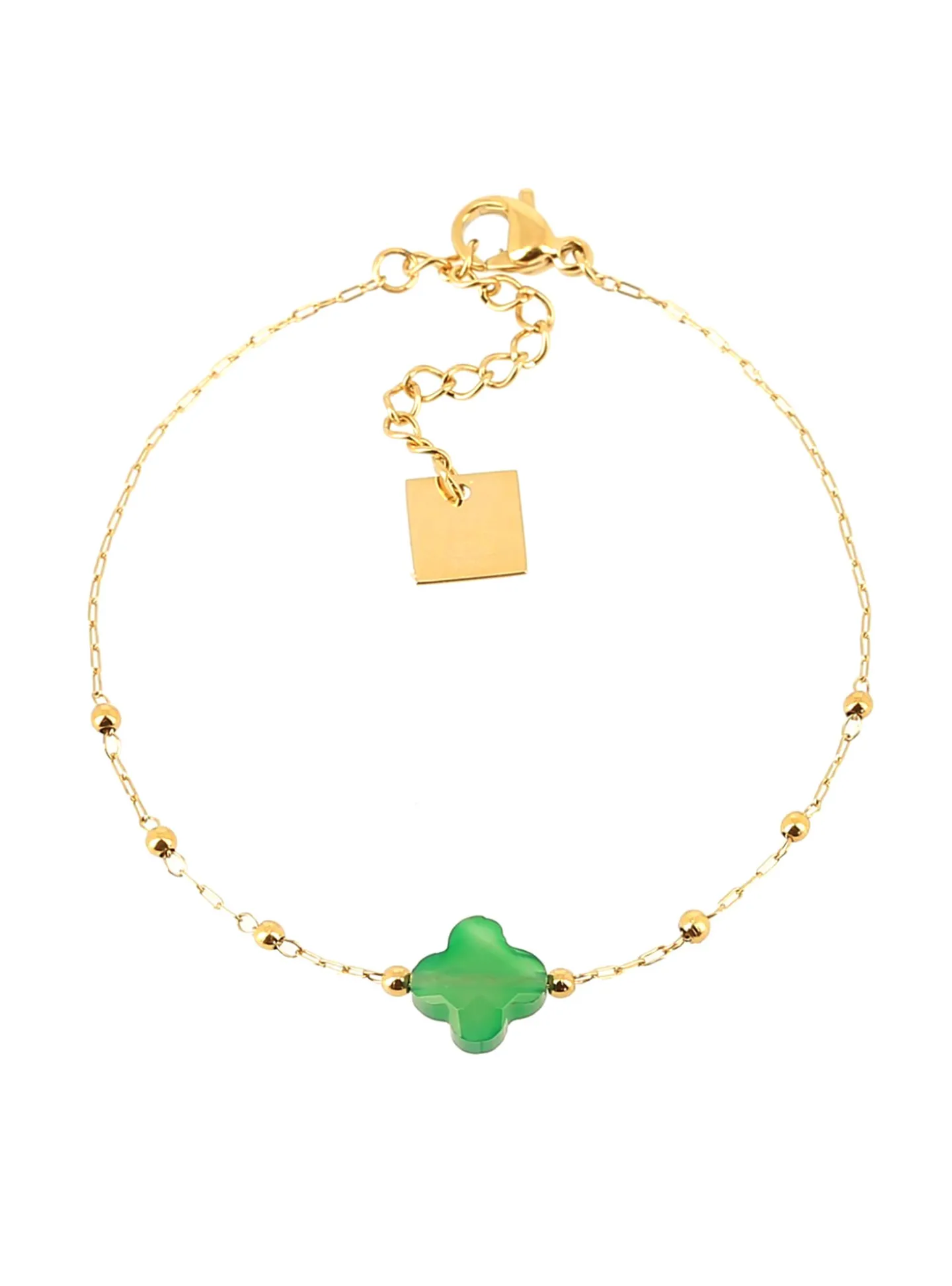 Bracelet Zag Bijoux Velasquez doré Agate verte