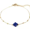Bracelet Zag Bijoux Velasquez trèfle lapis lazuli_x005f_x000D_acier doré