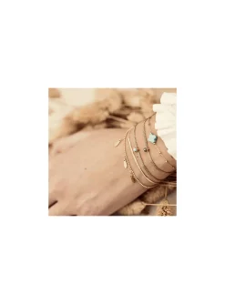 Bracelet Zag Bijoux Velasquez acier doré turquoise