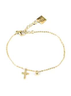 Bracelet Zag Bijoux Wedding acier doré croix