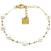 Bracelet Zag Bijoux Zoé acier doré perles blanches