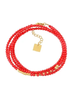 Bracelet Zag Bijoux Zoly deux tours perles en corail
