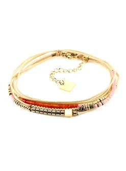 Bracelet Zag Bjoux Cube double tour perles roses