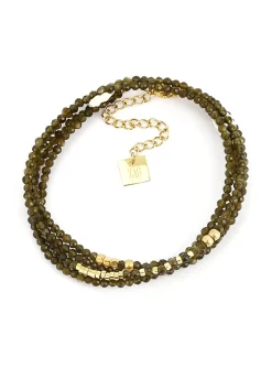 Bracelet Zag Favela acier doré obsidienne
