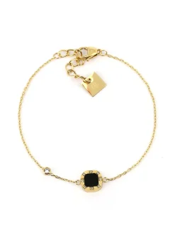 Bracelet Zag Fedele acier doré carré onyx noir