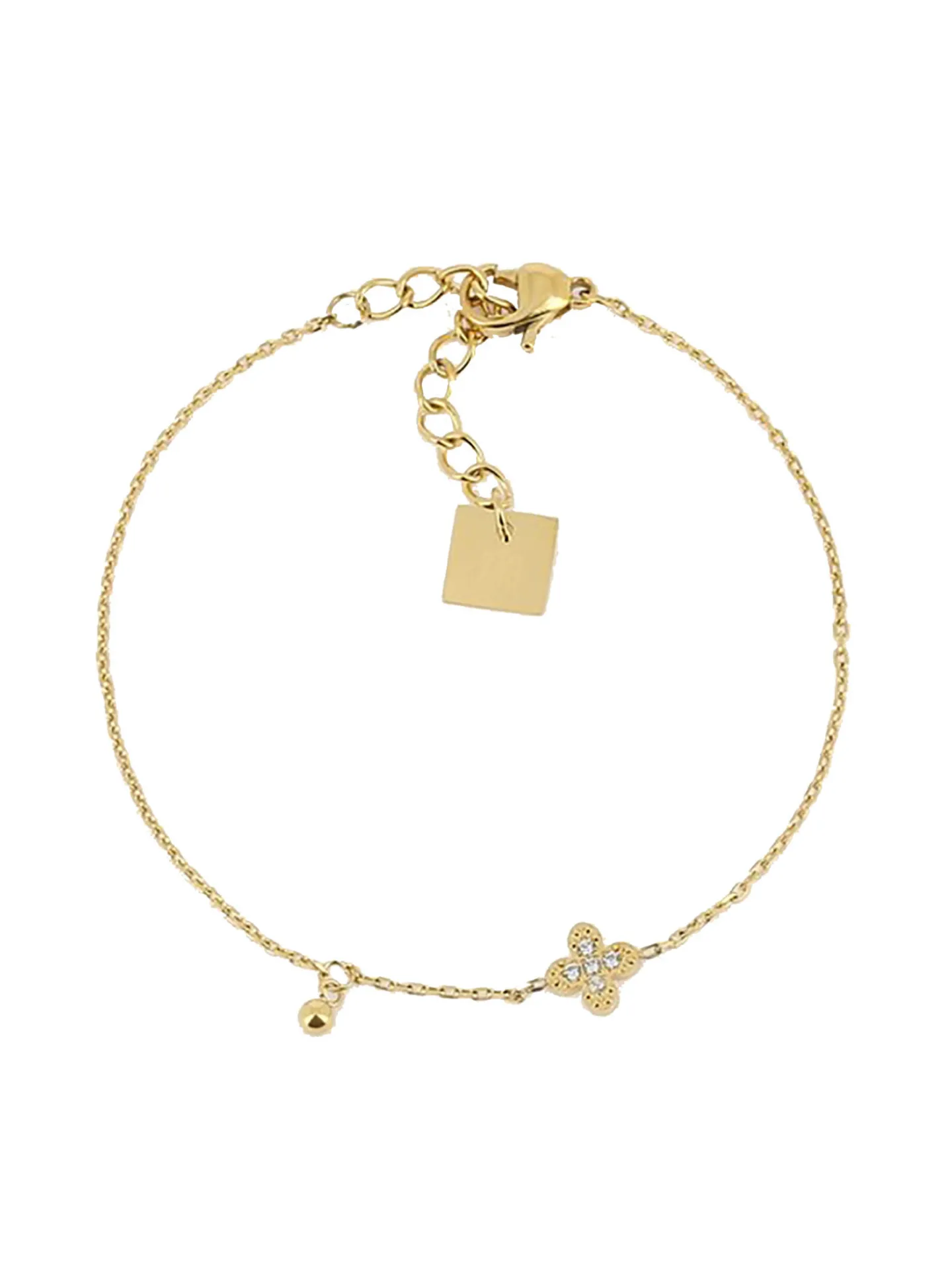 Bracelet Zag fleur acier doré oxyde de zirconium