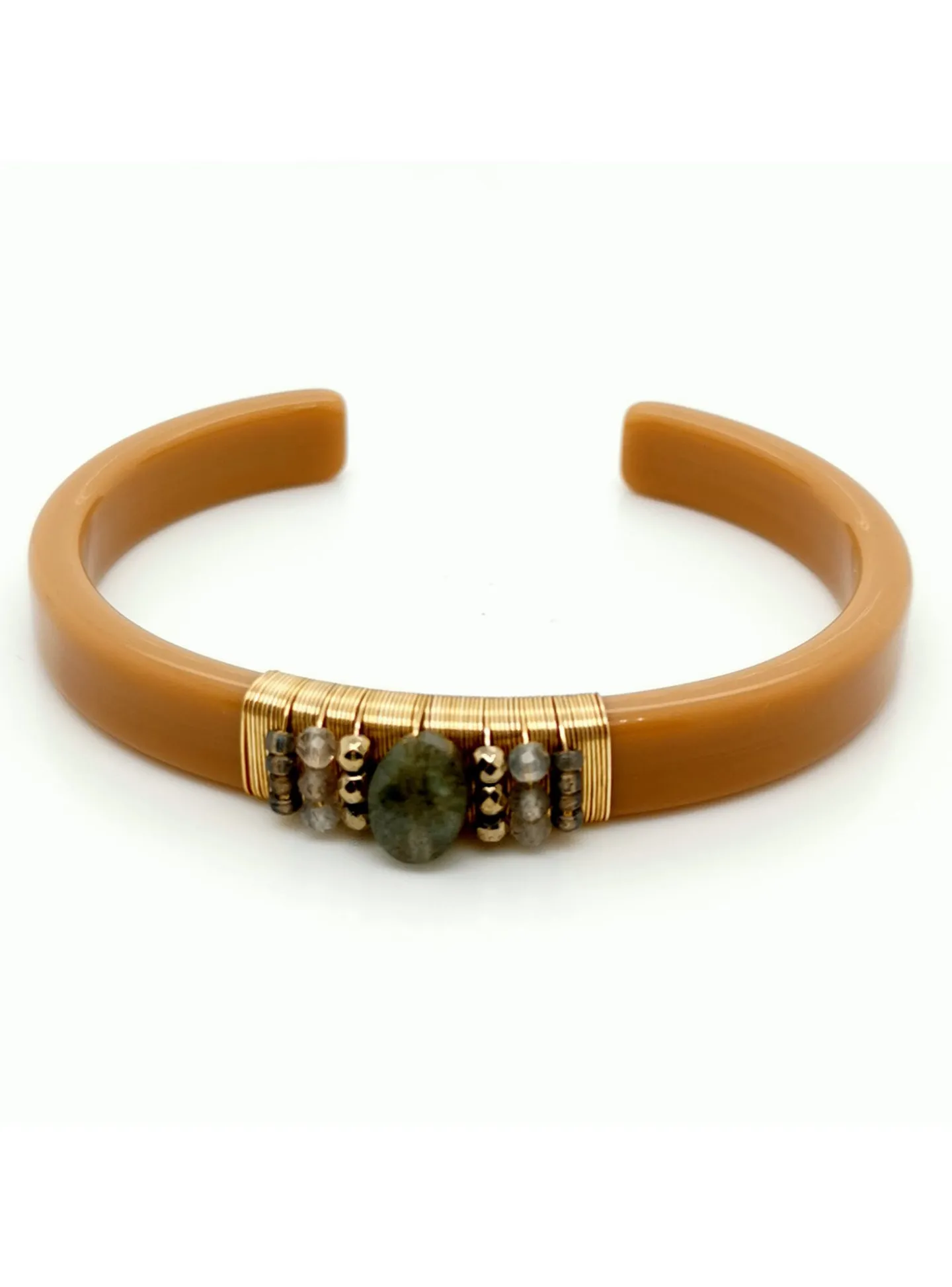 Bracelet Zag jonc doré gris - gold grey