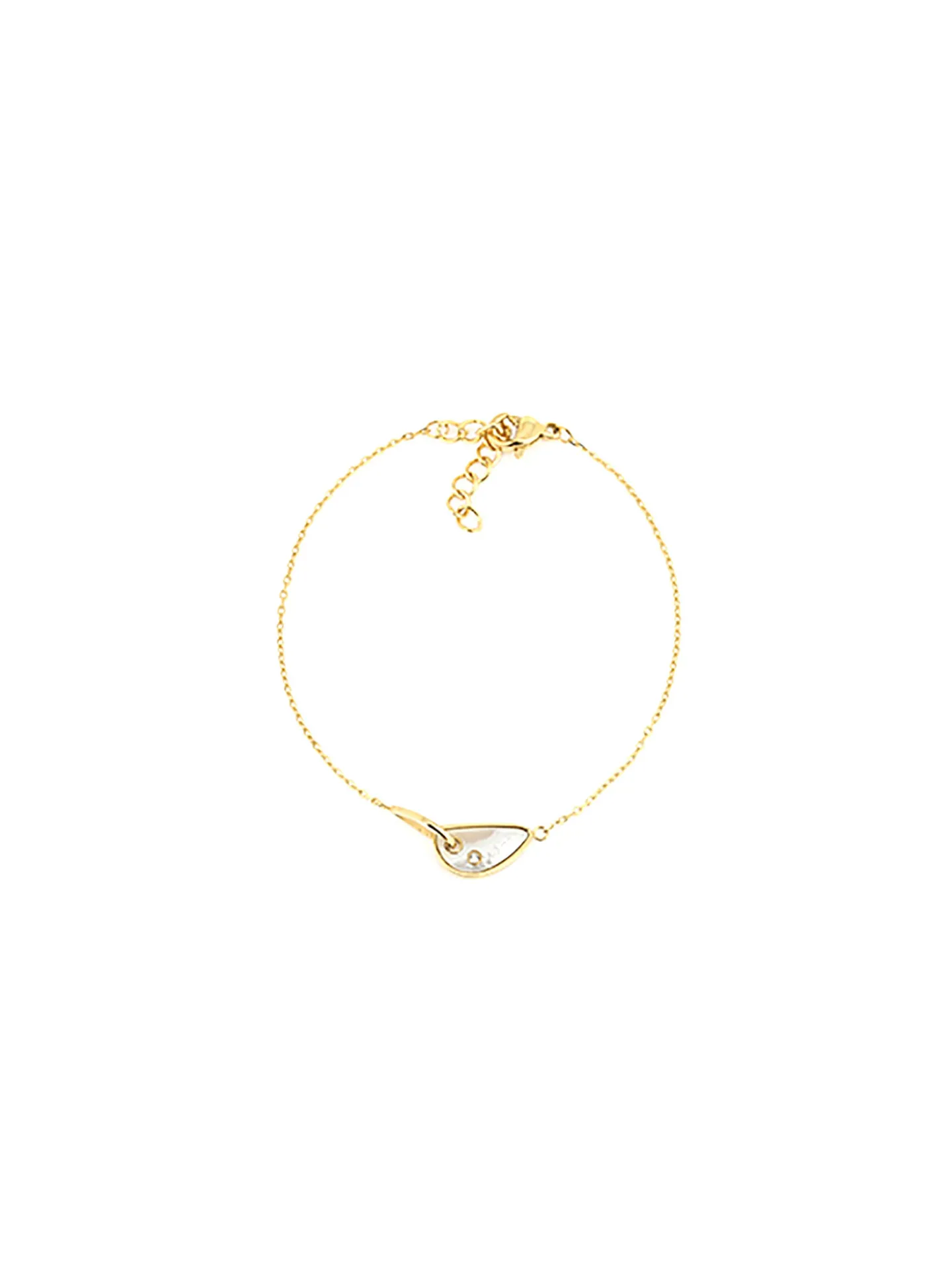Bracelet Zag motifs entrelacés nacre acier doré_x005f_x000D_15+3cm