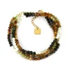 Bracelet Zag multi-rang doré perles multicolores