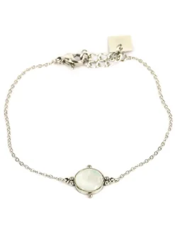 Bracelet Zag Salome acier blanc disque nacré