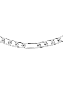 Chaîne Brillaxis maille figaro argent rhodié 55cm