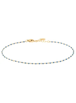 Chaîne de cheville Agatha acier doré perles_x005f_x000D_émail bleu roi