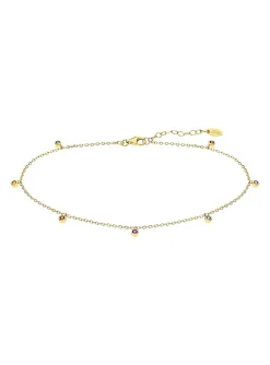 Chaîne de cheville Lotus Silver dorée multicolore