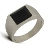 Chevalière homme Gemini Credo titane gris_x005f_x000D_agate noire