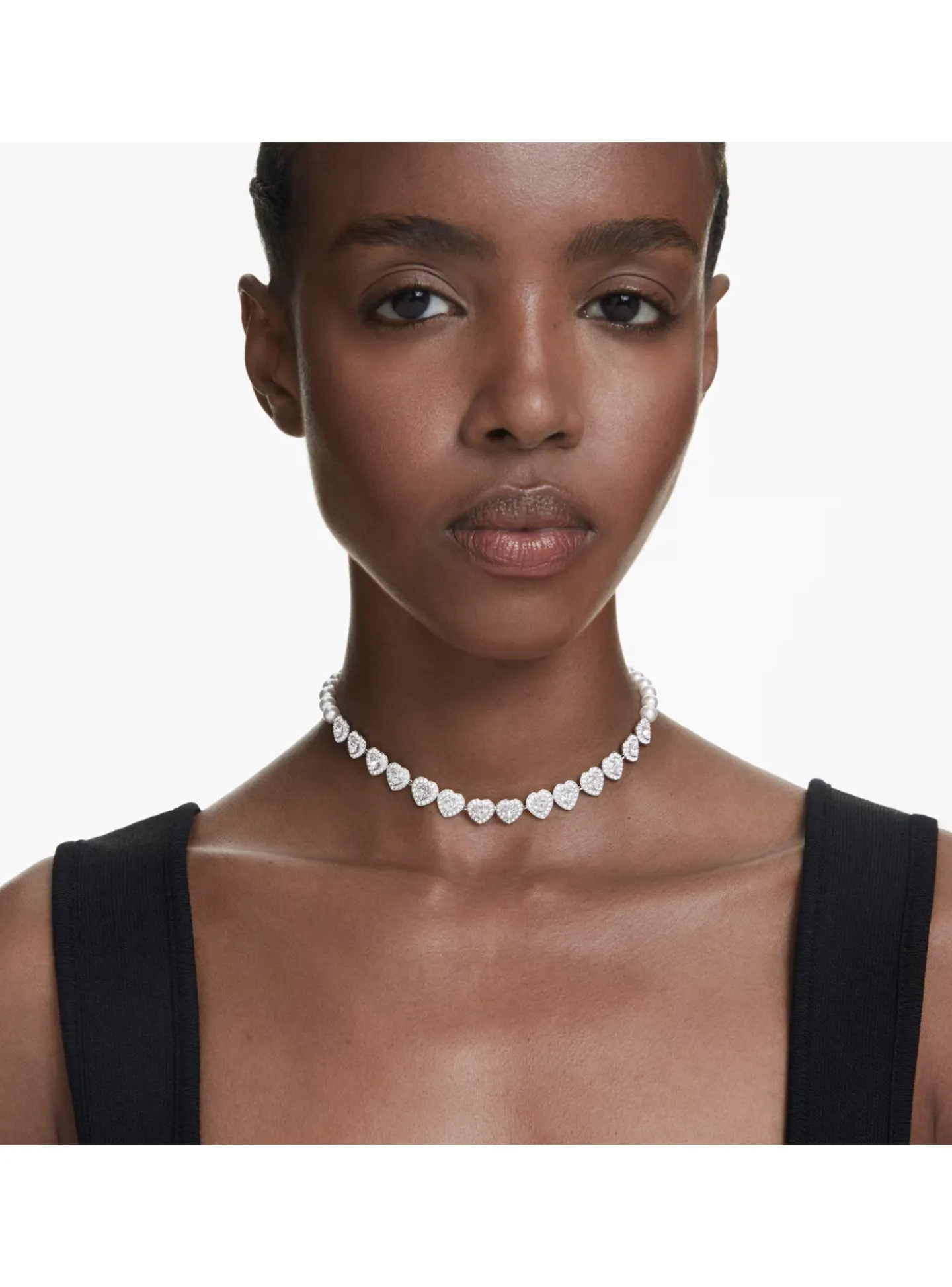 Choker Tennis Ariana Grande x Swarovski Angelic_x005f_x000D_coeurs argentés Crystal Pearls
