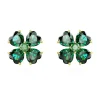 Clous d'oreilles Swarovski Idyllia trèfle vert