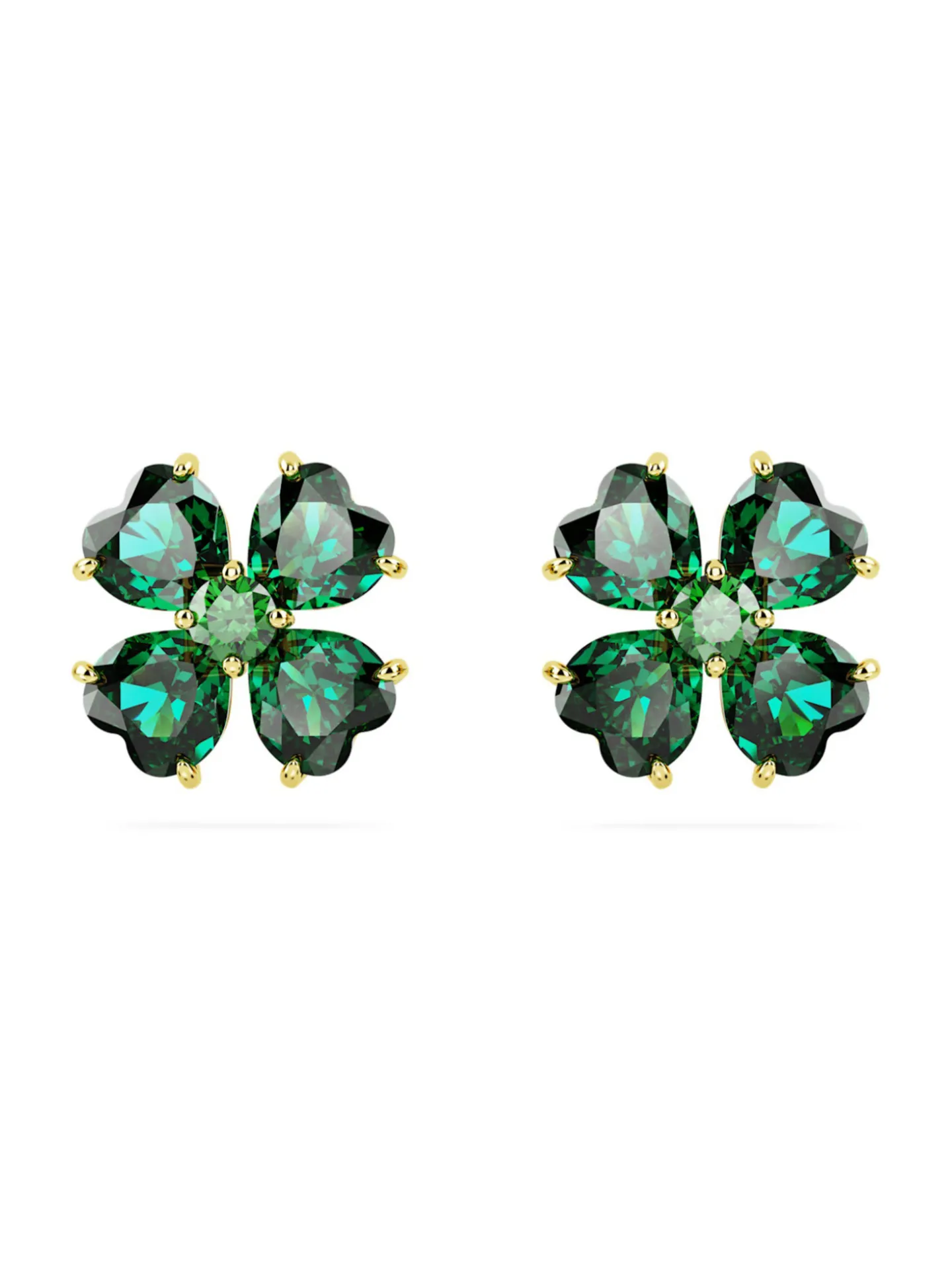 Clous d'oreilles Swarovski Idyllia trèfle vert
