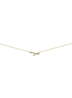 Collier 2 barrettes croisées or jaune 9 carats oz