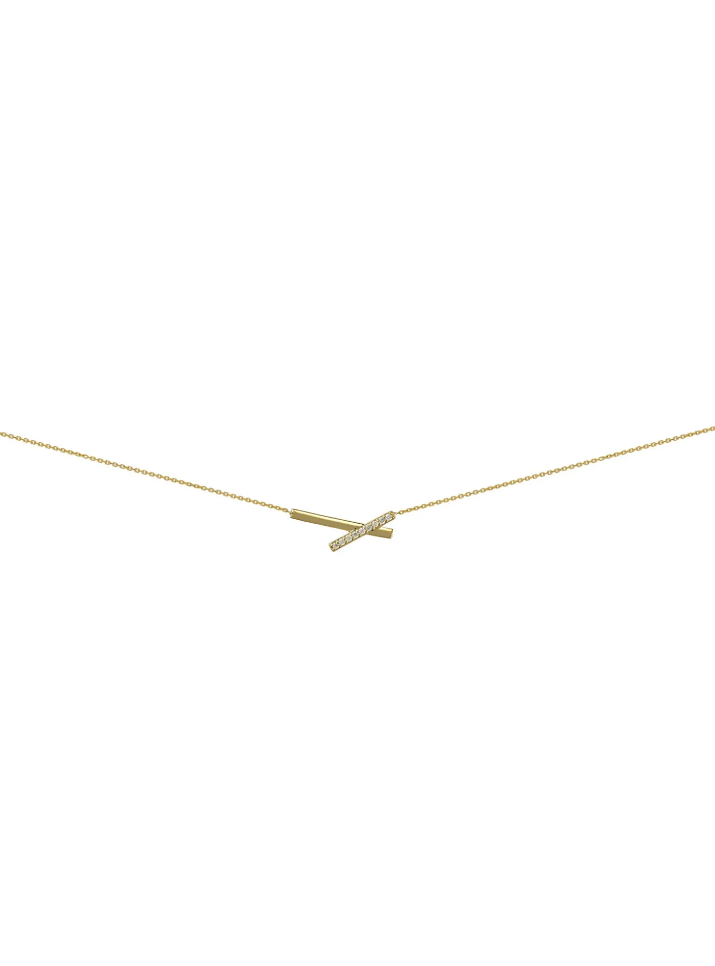 Collier 2 barrettes croisées or jaune 9 carats oz