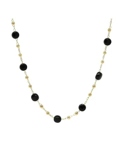 Collier Zag Bijoux Zoé acier doré et onyx