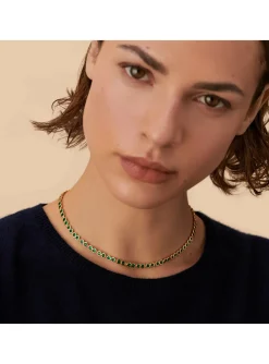 Collier Agatha Adamas laiton doré zirconium verts