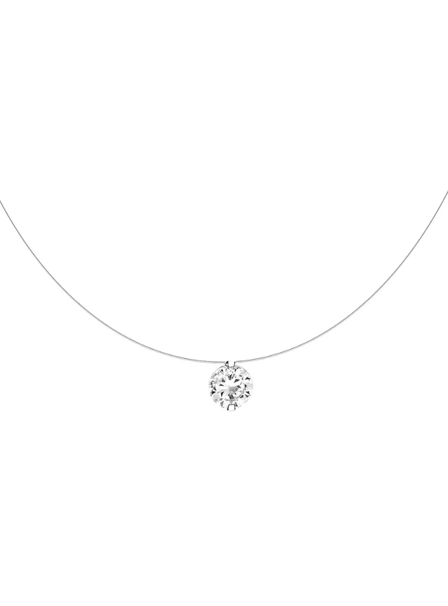 Collier Agatha argent rhodié fil transparent oxyde