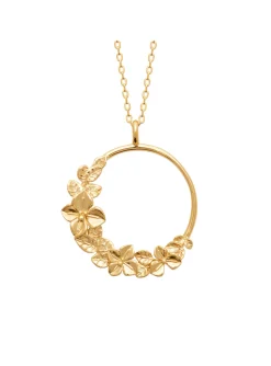 Collier Brillaxis anneau fleuri plaqué or