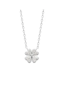 Collier Brillaxis argent rhodié trèfle empierré_x005f_x000D_45 cm